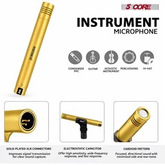5 Core Drum Microphone Kit 7Pc All Metal Drummer Mics Tom/Snare & Cymbals Wired