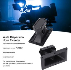 2×75/150W Wide Dispersion Horn Tweeter Dual Drive Ceramic High Sensitivity Black