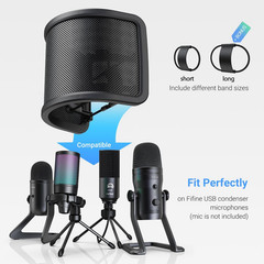 Pop Filter Screen, Compact Microphone Pop Shield Windscreen with Metal Mesh for