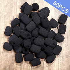 50 Mini Foam Microphone Windscreens Black Covers for Lavalier & Lapel Mics