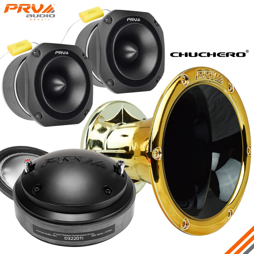 PRV Chuchero Kit D3220Ti Driver WGP14-50 Gold Black Horn 2x TW700Ti Tweeters