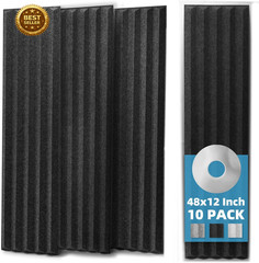10 Pack Peel Stick Acoustic Panels 12×48 Self Adhesive Soundproof Wall Black