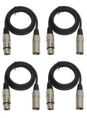 Audio2000’S ADC2037X4 Four-Pack 3-Foot XLR Male to XLR Female Balanced Microp…