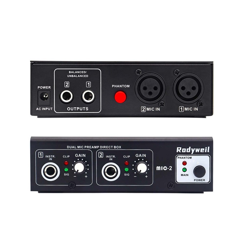 Microphone Preamp Mic Booster 4 Input Max 65db DI Box with 48V Phantom Power …
