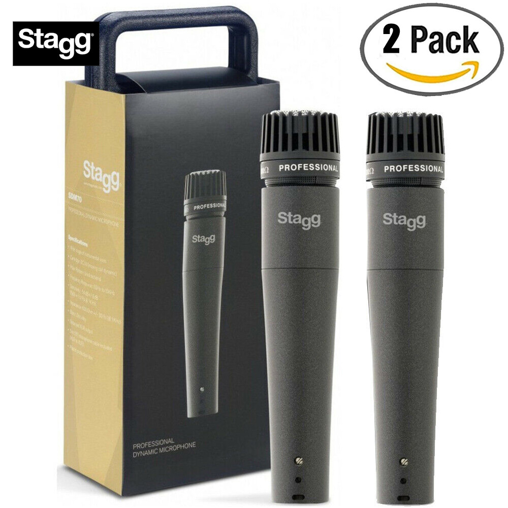 2-PACK Stagg SDM70 SM57 STYLE Dynamic Instrument Microphone with Cable and Case