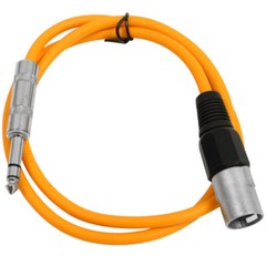 SEISMIC AUDIO Orange 1/4″ TRS – XLR Male 3′ Patch Cable
