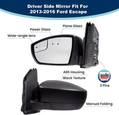 Left Driver Side Mirror Assembly Replacement Fit for 2013 2014 2015 2016 Ford Es