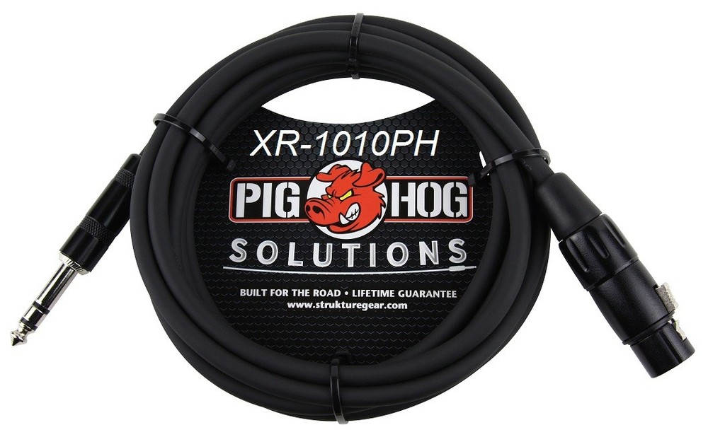 10ft 1/4″ TRS Male to XLR 3-Pin Female Shielded Balanced PigHog Audio Cable
