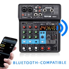 4/2 Channel Mini Audio Mixer Bluetooth USB DJ Console + Sound Card Studio Mixer