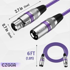 XLR to XLR Cables 6ft 10 Pack, DMX Cable 3Pin Microphone Male Female Cables W…