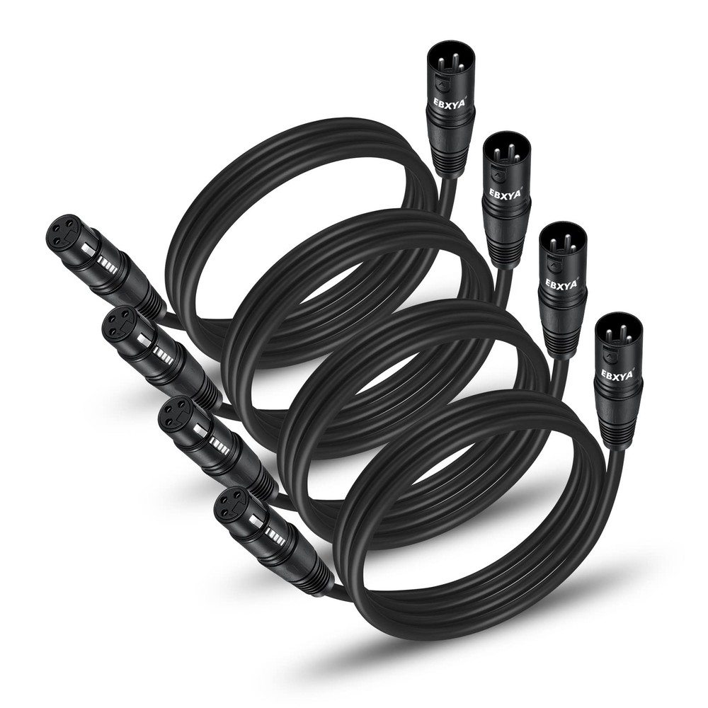 XLR Cable 3ft 4-Pack, Male to Female Mic Patch Cords for DMX512 Lighting
