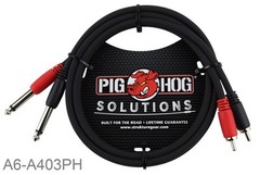 3ft Pig-Hog Dual 1/4″ TS Mono Male Plug to 2-RCA Male Plug Audio Cable