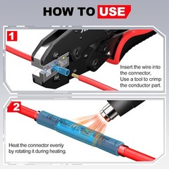 AIRIC Heat Shrink Butt Connectors 22-16 AWG, 22-16AWG 100pcs, Red / AWG