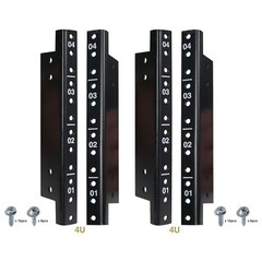 Sound Town 4-pack 4U Steel Rack Rails, Black Powder , with Screws (ST-RR-04UX2)
