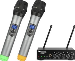 Fifine UHF Dual Channel Wireless Handheld Microphone, Easy-to-use Karaoke K036