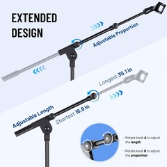 Mic Stand Floor Adjustable – Tripod Boom Arm Microphone Stand with Carrying B…