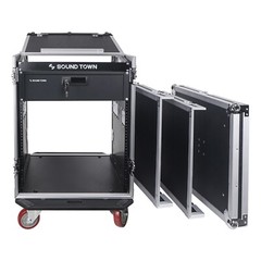 Sound Town 14U DJ RackCase w/11USlant Mixer Top Casters Locking Drawer STMR-14D3