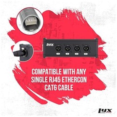 LyxPro 8 Channel XLR Male to RJ45 Ethercon Breakout Cable Stage Lighting