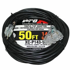 2 Extension Cables 50 ft Power DJ 14 AWG 3 Socket Female to Male AC 3 Prongs