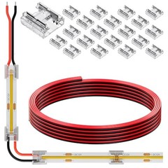 20 Pack COB 0.31in(8mm) 2 pin Transparent Connector, 6.6FT(200cm) Long 20AWG
