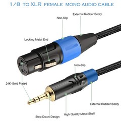 XLR to 3.5mm Balanced Cable Adapter, Gold-Plated 1/8 inch Mini Jack Stereo to…