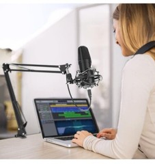 USB 192Khz/24Bit Plug Play PC Computer Podcast Condenser Cardioid Metal Mic Kit