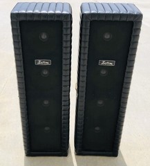 Pair of Vintage Kustom 302-PA Naugahyde Tuck & Roll PA Speakers 57”x17”x11.5”