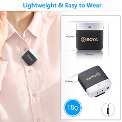BOYA BY-M1V Wireless Lapel Microphone USB Type C / Lightning / 3.5mm Audio Jack