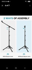 Adjustable Tripod Mic Stand with Carry Bag 2 Mic Clips & Adapter
