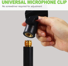 2 Pcs Universal Adjustable Microphone Clip Set, Mic Holder with 5/8″ to 3/8″