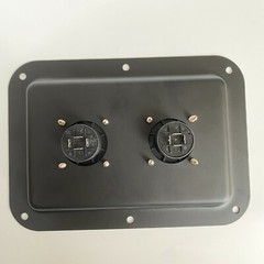 Large Black Metal Speaker Jack Plate W/ Dual SpeakOn NL4MPR Connectors 5″x7″