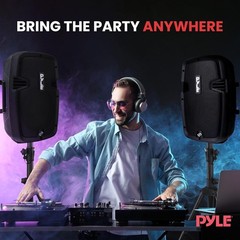 Dual Loudspeaker Sound Package, 8“ Subwoofers, Bluetooth, 2 Speaker Stands