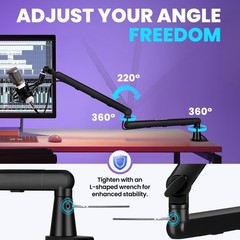 CAHAYA Mic Stand Boom Arm – Low 3 inches x 10 x 16.5 inches, Black