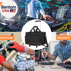 Rolling DJ Cable File Bag with Hard Padded Bottom,Detachable Dividers and Dolly,