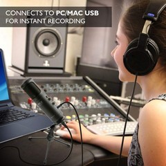 Jovial USB PC Recording Condenser Microphone – Blue LED, Adjustable Gain, Headph