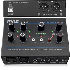 Pyle Professional USB Audio Interface with MIC, Guitar, AUX Stadard, Standard