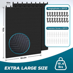 2 PCS Large Sound Dampening Blanket,96″ X 80″ Sound Absorbing Studio,Noise Cance