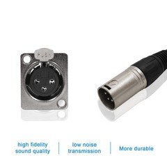 Jozzai D Type XLR Cable 1.6FT, 2 Pack, Pass Through Connector, 1.6 FT, Black