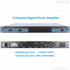 MiCWL 3600 Watt Peak 2 Channel Digital Power Amplifier Pro DJ Amp Speaker 1U 19″