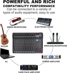 DT12 12-Channel DJ Audio Mixer with USB, Bluetooth, XLR & RCA Input