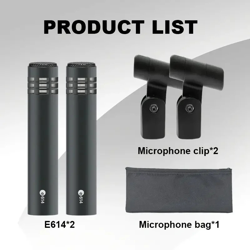 1 Pair E614 Supercardioid Condenser Microphones MultiPurpose Instrument Mic for
