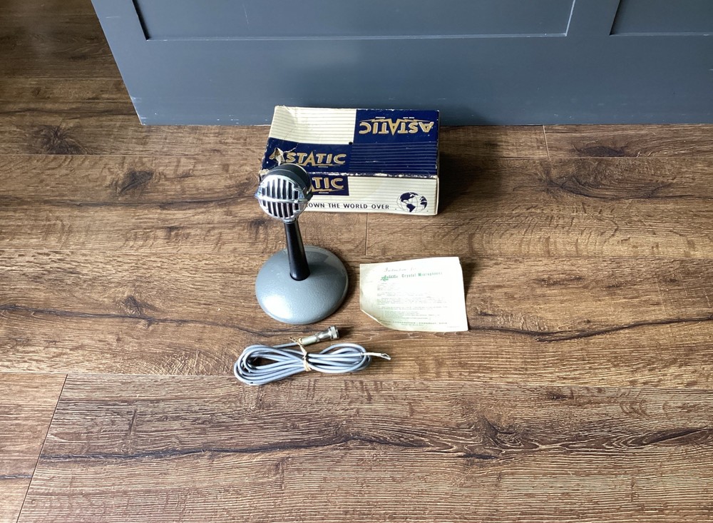 NOS NEW IN BOX Vintage Astatic JT-30 Bullet Crystal Microphone W/ Stand