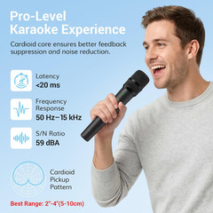 2.4G Dual Wireless Microphones, Rechargeable Cordless Handheld Microphones Syste