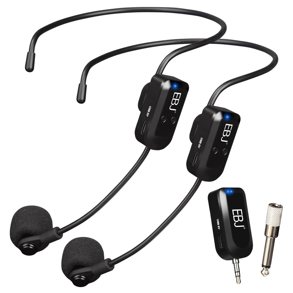 EBJ 2.4G Wireless Headset Mic and Handheld Mic 2 in 1, 30m Stable Transmissio…