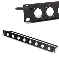 1U Single Space Rack Panel 8 Cut outs For D Connectors W/ Lacer Bar 19″ 483mm