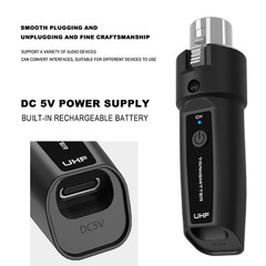 Wireless XLR Transmitter Receiver 2.4GHz Built-in Rechargeable Battery – 30m