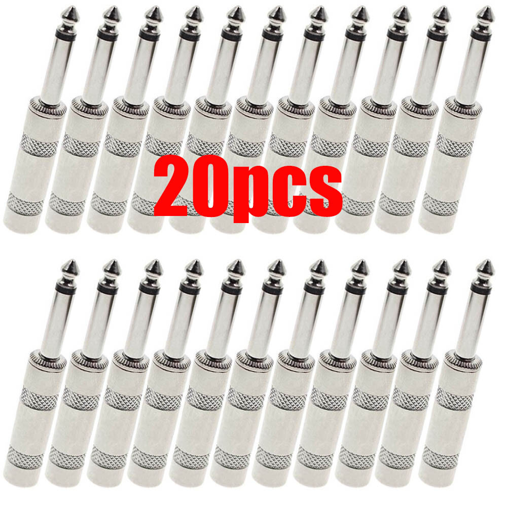 20Pcs 1/4 MONO TS Heavy Duty Male Audio Speaker Guitar Cable Connector Plug Jack