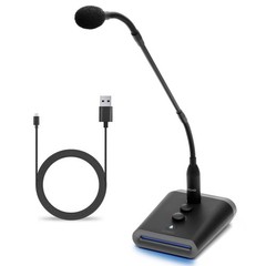 Professional 18″ Gooseneck USB Microphone with RGB Lights, Gain & Mute – Ideal f