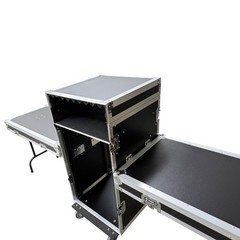 Mobile 3-Door Non-Shockproof Audio Rack Case w Mixer Stand 16U Rolling Cabinet
