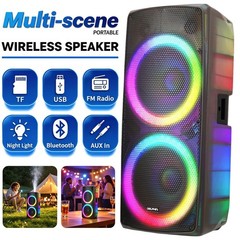 Dual 15″ Transparent Shell Bluetooth Party Speaker W/ LED Light Portable Trolley